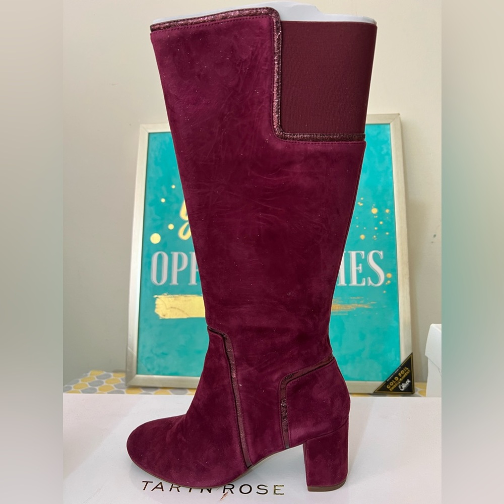 Taryn Rose Below Knee Boots. Fig Color. Silky Suede. Size 7.5M.